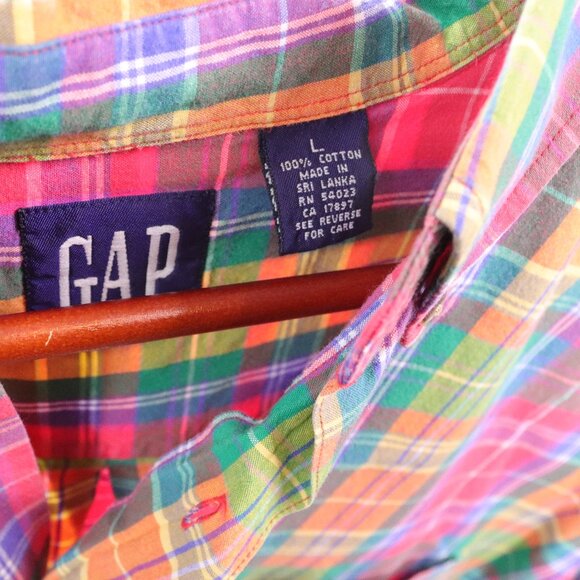 Vintage | 1990's GAP Cotton Short Sleeve Button Down Shirt Large - Picture 5 of 5